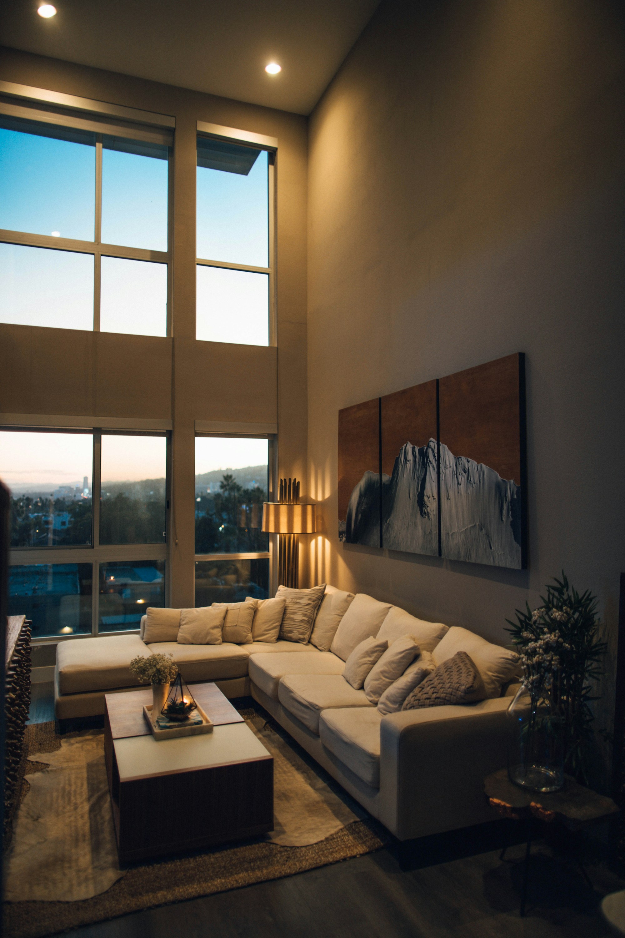 Spacious interior with warm timber and considered furniture